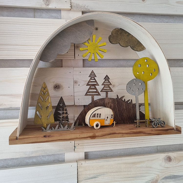 تابلو دکوری چوبی نیم دایره