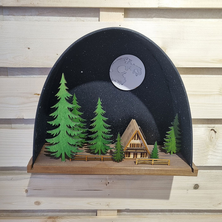 تابلو دکوری چوبی شب جنگل سوییسی