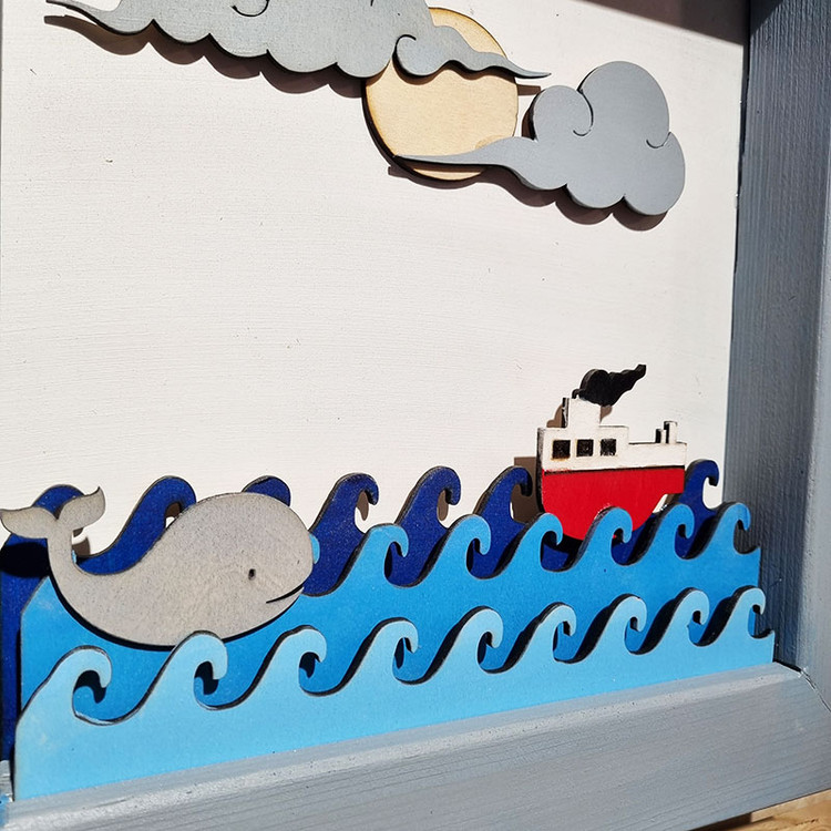 تابلو دکوری چوبی دریا