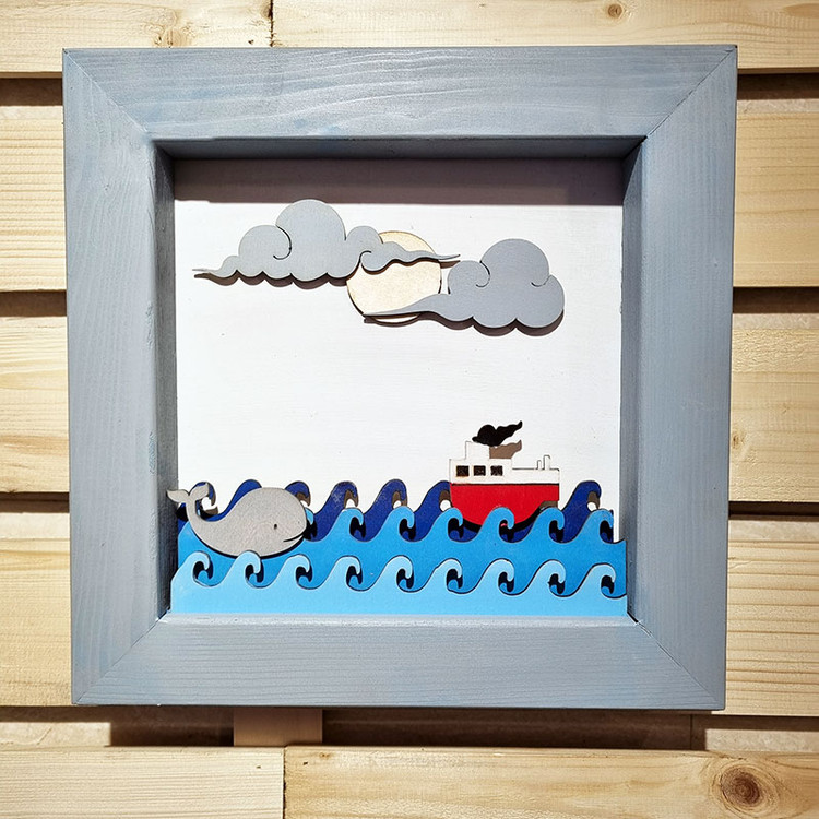 تابلو دکوری چوبی دریا