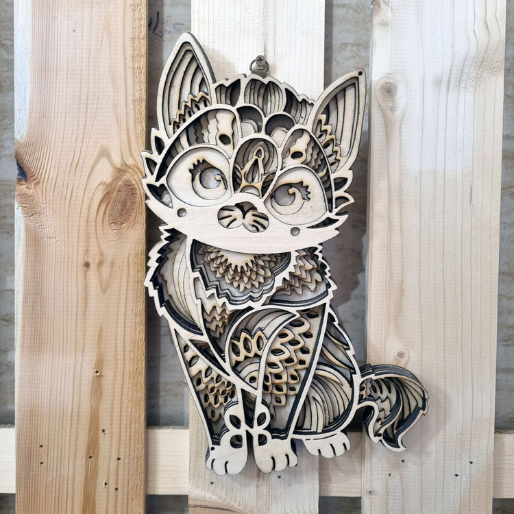 دکوری چوبی گربه ماندالا