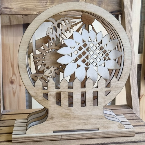 دکوری چوبی رومیزی مزرعه افتابگردان