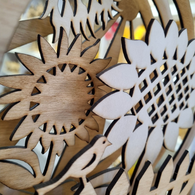 دکوری چوبی رومیزی مزرعه افتابگردان چند لایه ای