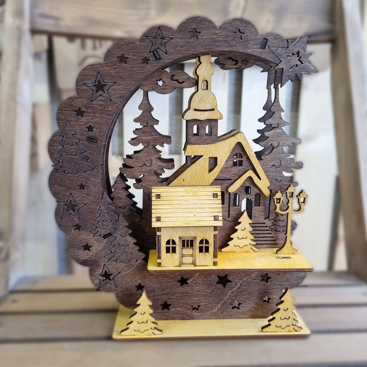 دکوری چوبی رومیزی کلبه جنگلی