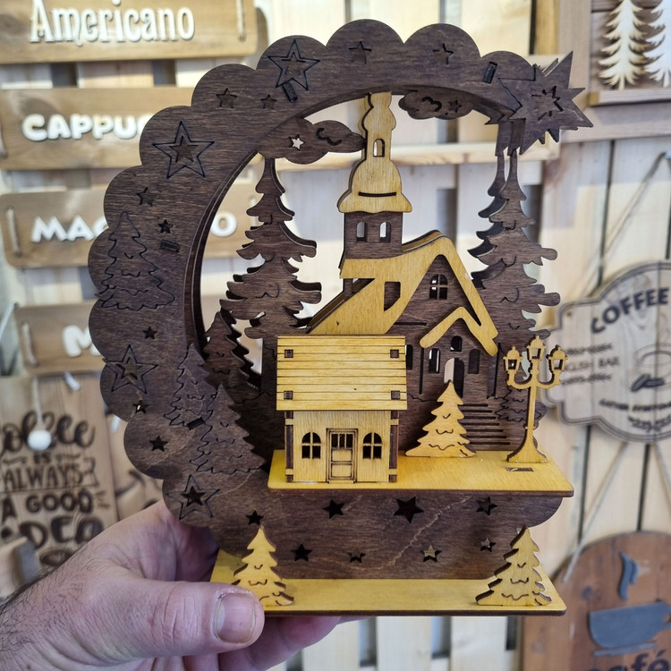 دکوری چوبی رومیزی کلبه جنگلی