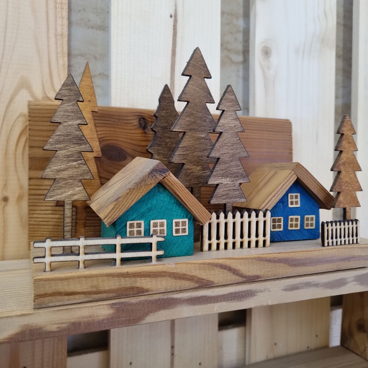 دکوری چوبی فانتزی رومیزی کلبه جنگلی