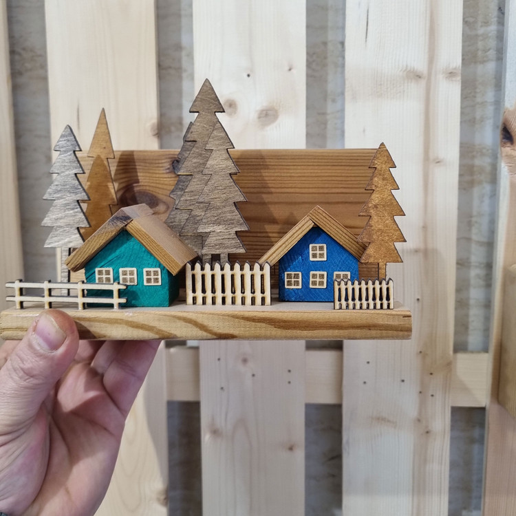 دکوری چوبی فانتزی رومیزی کلبه جنگلی