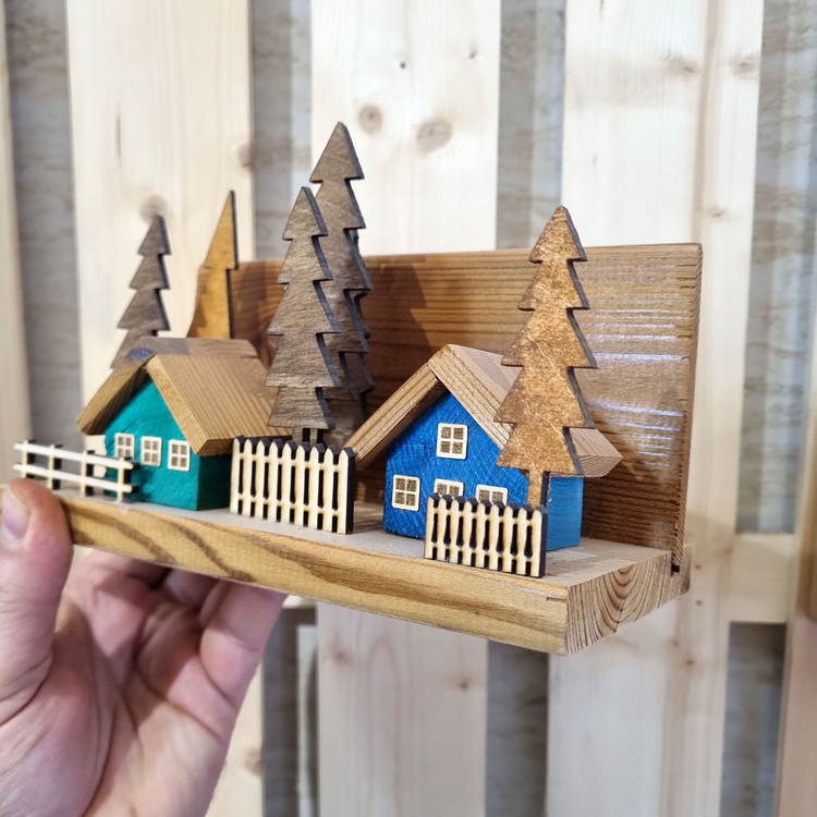 دکوری چوبی فانتزی رومیزی کلبه جنگلی