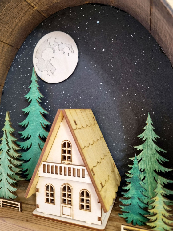 تابلو چوبی دکوراتیو جنگل سوییسی 3 بعدی