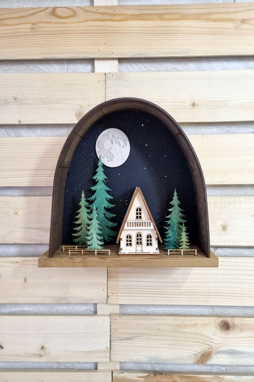 تابلو چوبی دکوراتیو جنگل سوییسی 3 بعدی