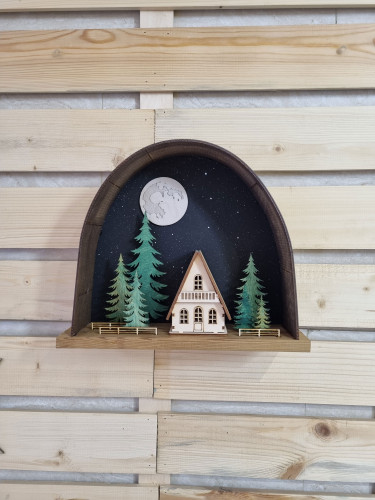 تابلو چوبی دکوراتیو جنگل سوییسی 3 بعدی