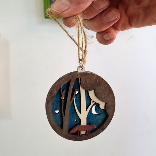 اویز اورنامنت چوبی شب روباه