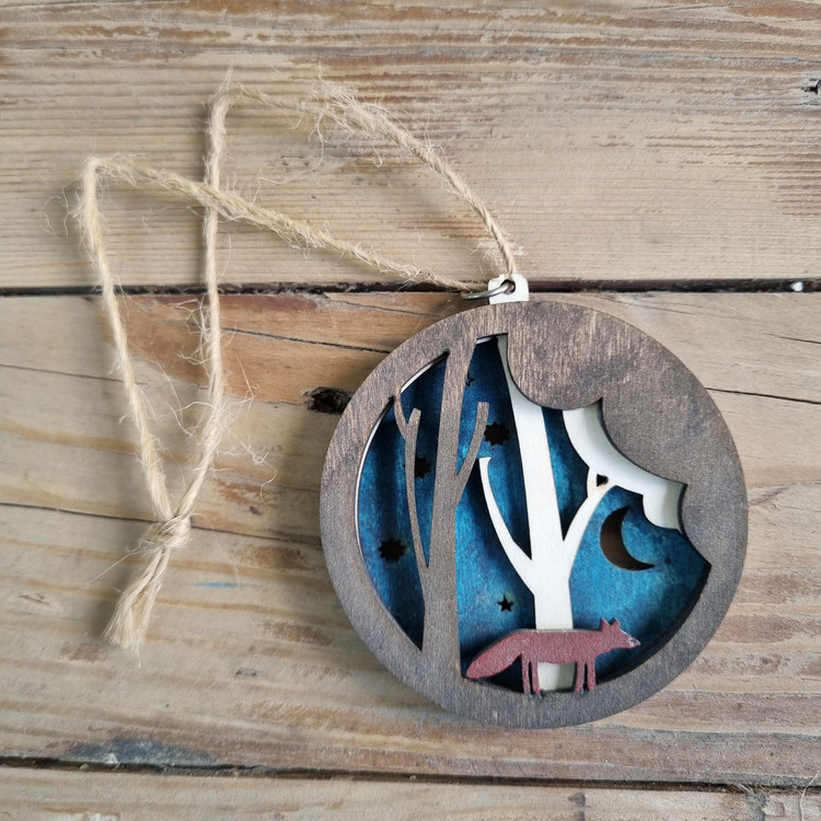 اویز اورنامنت چوبی شب روباه