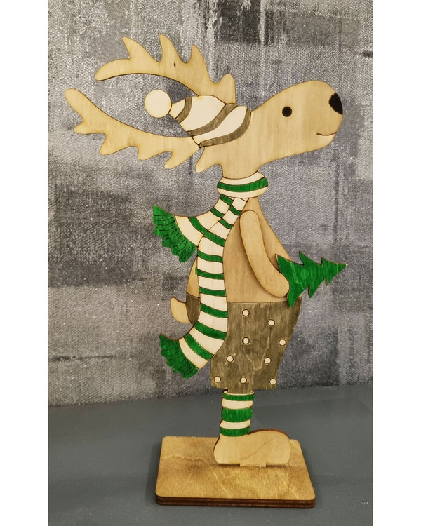 دکوری چوبی گوزن کریسمسی