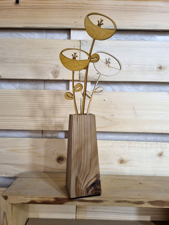 دکوری چوبی شاخه گل کاسه ای