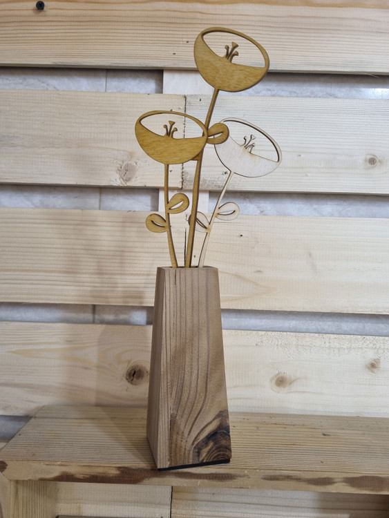 دکوری چوبی شاخه گل کاسه ای