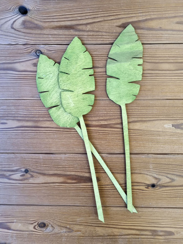 دکوری چوبی برگ موز تک شاخه ارتفاع 25 سانتیمتر