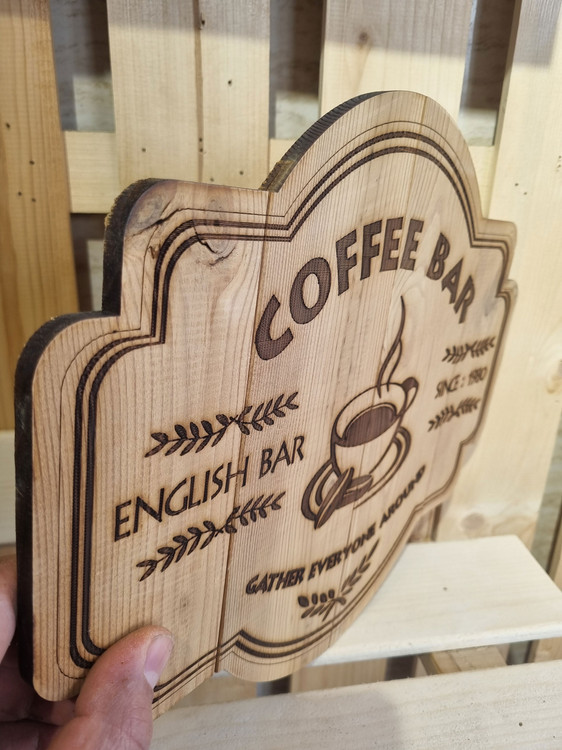 تابلو چوبی کافی بار چوبی