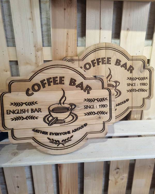تابلو چوبی کافی بار چوبی